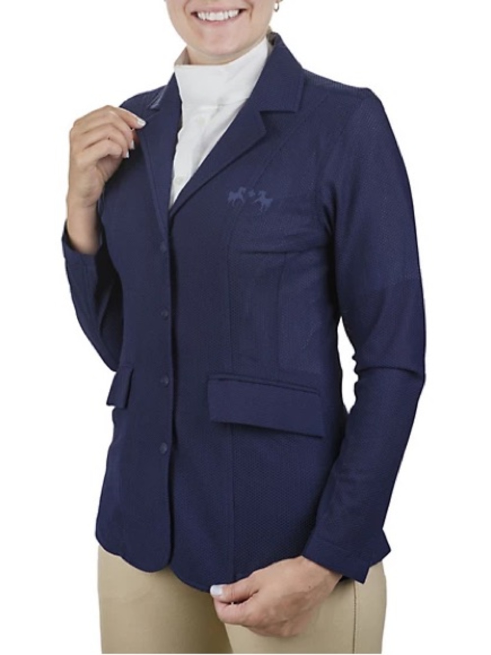 New Equine Couture Women EquiVent 4-Snap Button Lite Show Coat in navy medium